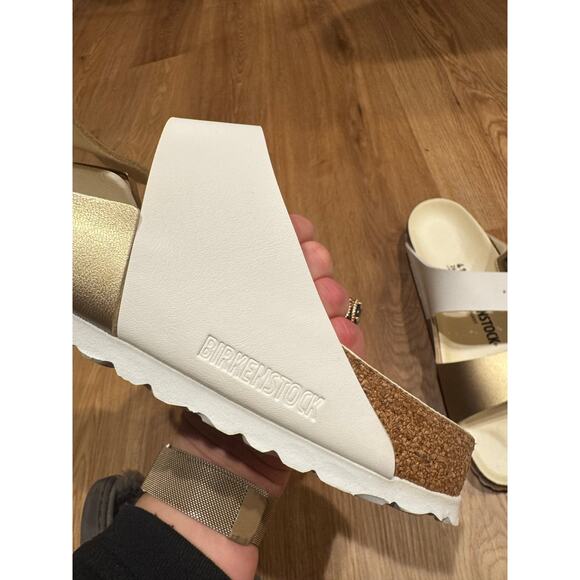 BIRKENSTOCK NWOT White & Gold Arizona Sandals Size 41 or 10 - Picture 14 of 14